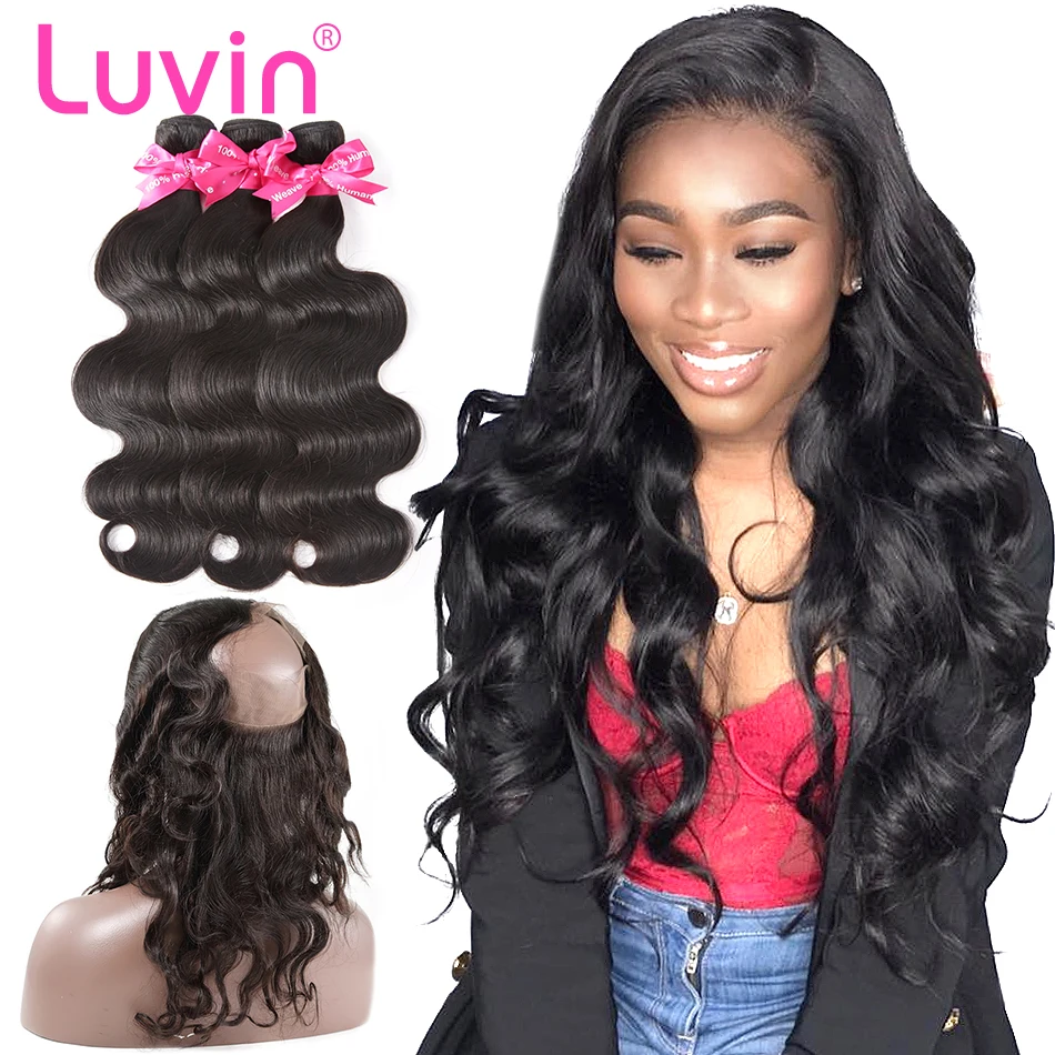 Luvin Hair Human Remy Hair Bundle With Closure Brazilian Hair 3 Bundles With 360 Lace Frontal Closure Pre-Plucked Body Wave
Luvin Hair Human Remy Hair Bundle With Closure Brazilian Hair 3 Bundles With 360 Lace Frontal Closure Pre-Plucked Body Wave