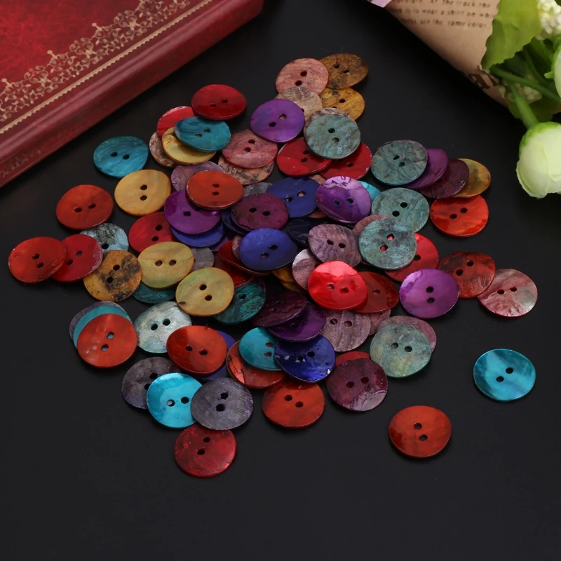 100Pcs 15mm Natural Colorful Shell Round Buttons 2 Holes For Sewing DIY Craft Mar28
100Pcs 15mm Natural Colorful Shell Round Buttons 2 Holes For Sewing DIY Craft Mar28