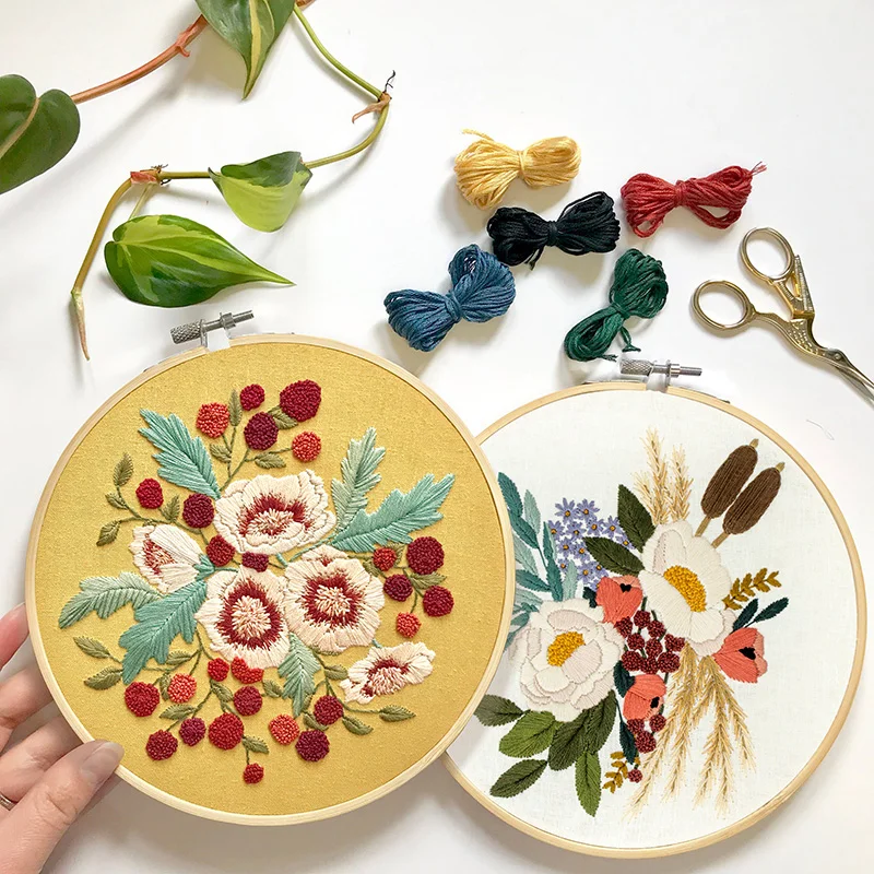 DIY Flower Embroidery Kits with Hoop Pattern Printed Cross Stitch Sets Needlework Handwork Handmade Craft Sewing Art Home Decor
DIY Flower Embroidery Kits with Hoop Pattern Printed Cross Stitch Sets Needlework Handwork Handmade Craft Sewing Art Home Decor