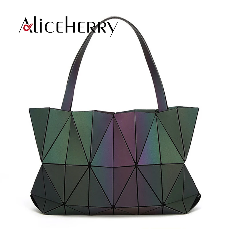 High-capacity Laser Folding Fashion Shoulder Handbags Luminous Fashion Casual Women Tote Top Handle Bags