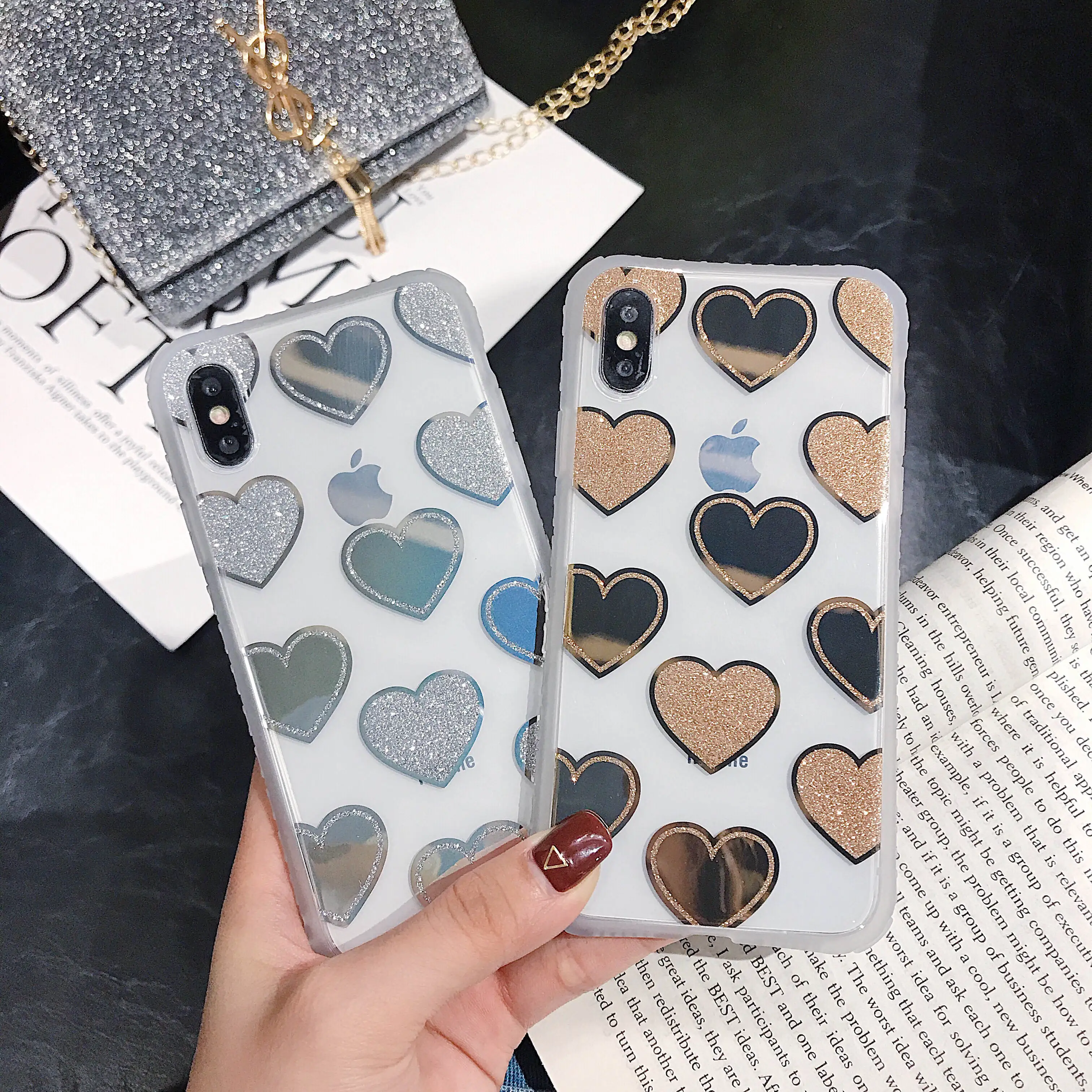 Cute Glitter Bling Gold Sequins Love Heart Dots Mirror Transparent Phone Cases For iphone 6 6S 7 8 Plus X XR XS MAX Cover Coques
Cute Glitter Bling Gold Sequins Love Heart Dots Mirror Transparent Phone Cases For iphone 6 6S 7 8 Plus X XR XS MAX Cover Coques