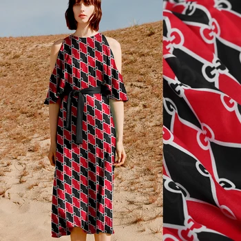 110CM 16MM Cats Print Thin Black Red Silk Crepe De Chine Fabric for Summer Dress Shirt Scarf DE683
110CM 16MM Cats Print Thin Black Red Silk Crepe De Chine Fabric for Summer Dress Shirt Scarf DE683