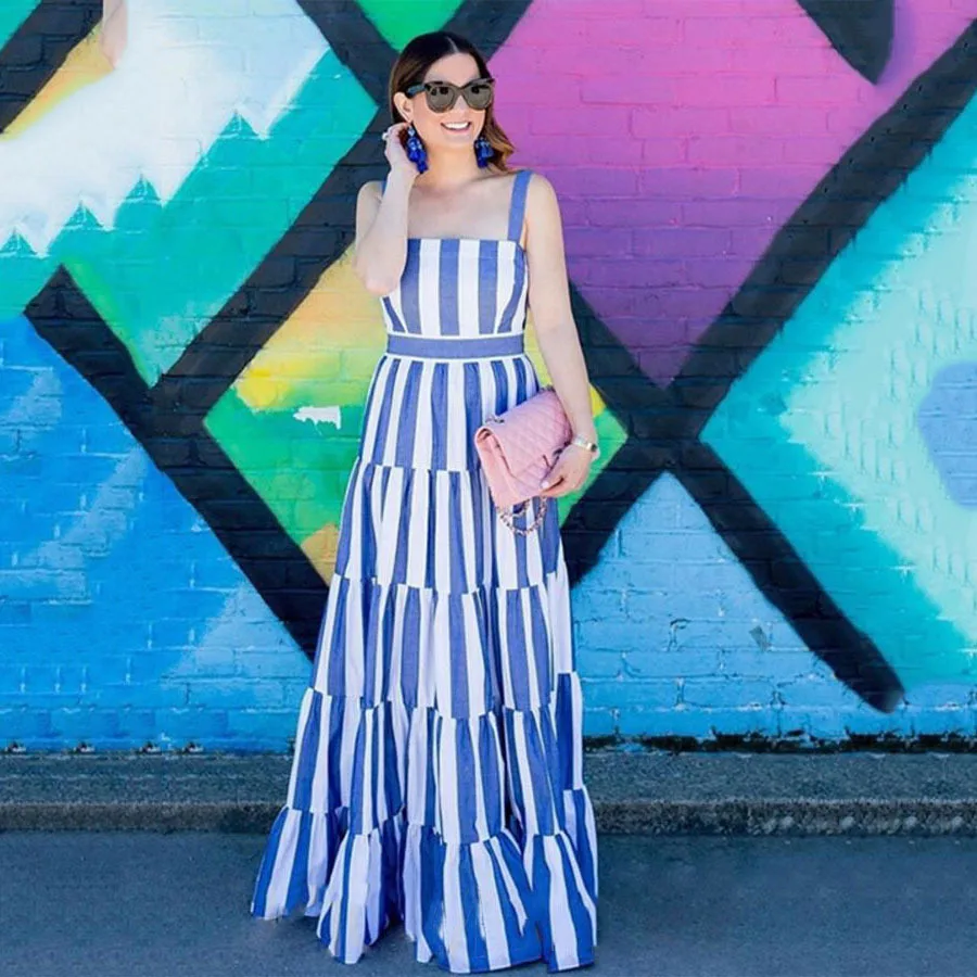 Casual Sleeveless Bohemian Maxi Dresses for Women Pleated O Neck Zipper Summer Beach Dresses Dress to the Floor Striped Vestidos
Casual Sleeveless Bohemian Maxi Dresses for Women Pleated O Neck Zipper Summer Beach Dresses Dress to the Floor Striped Vestidos