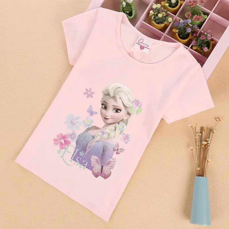 Disney Frozen Elsa Girl Cotton T-Shirt Children's Sofia Short Sleeve T-Shirt Summer Princess Girls Cartoon Tops Disney Frozen Elsa Girl Cotton T-Shirt Children's Sofia Short Sleeve T-Shirt Summer Princess Girls Cartoon Tops
