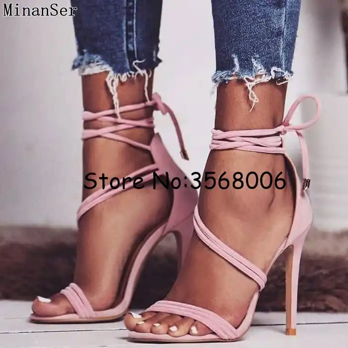 black tie up stilettos