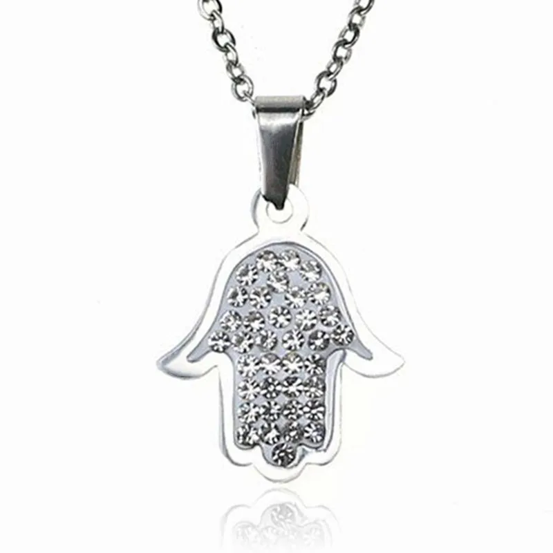 Stainless Steel Pendant Necklace Jewelry Personality Crystal Fatima Palm Necklace Hip Hop Gold Silver color Friendship Gift
Stainless Steel Pendant Necklace Jewelry Personality Crystal Fatima Palm Necklace Hip Hop Gold Silver color Friendship Gift