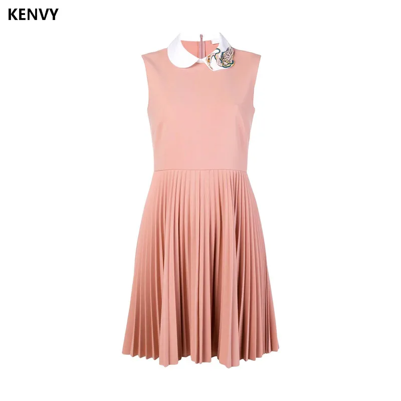 KENVY Brand Fashion Women's High-end Luxury Elegant Sleeveless Doll collar Beaded Pleated Dress
KENVY Brand Fashion Women's High-end Luxury Elegant Sleeveless Doll collar Beaded Pleated Dress