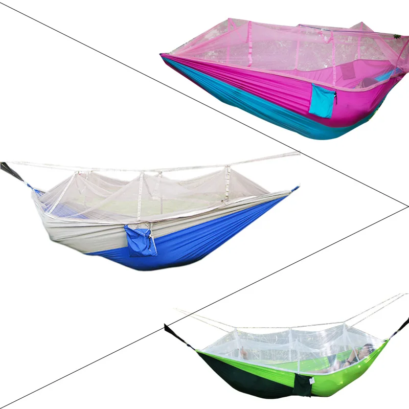 Double Hammock with Mosquito Net Camping Survival Parachute Cloth Hammock 260*130cm Stitching Color 3 Colors
Double Hammock with Mosquito Net Camping Survival Parachute Cloth Hammock 260*130cm Stitching Color 3 Colors
