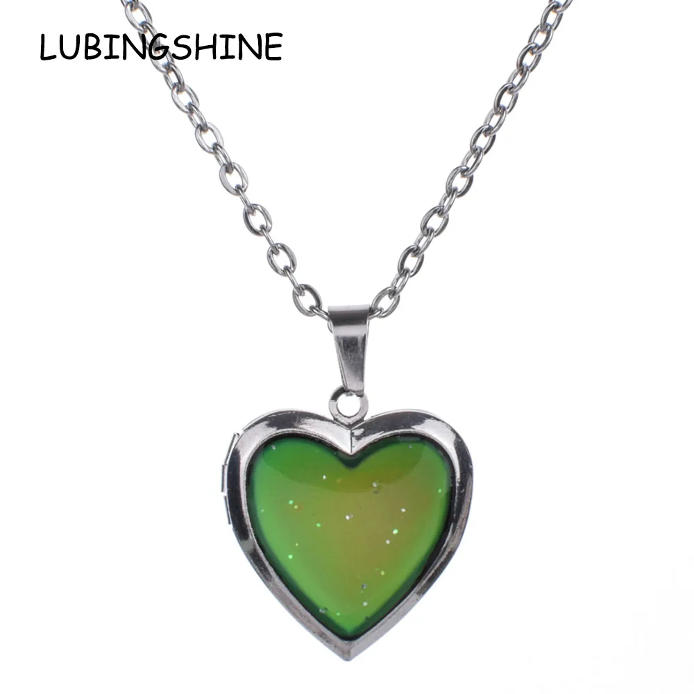 Romantic Photo frame Mood Love Heart Crystal Pendant Chain Necklace Temperature Change Color Emotion Feeling Necklaces
Romantic Photo frame Mood Love Heart Crystal Pendant Chain Necklace Temperature Change Color Emotion Feeling Necklaces