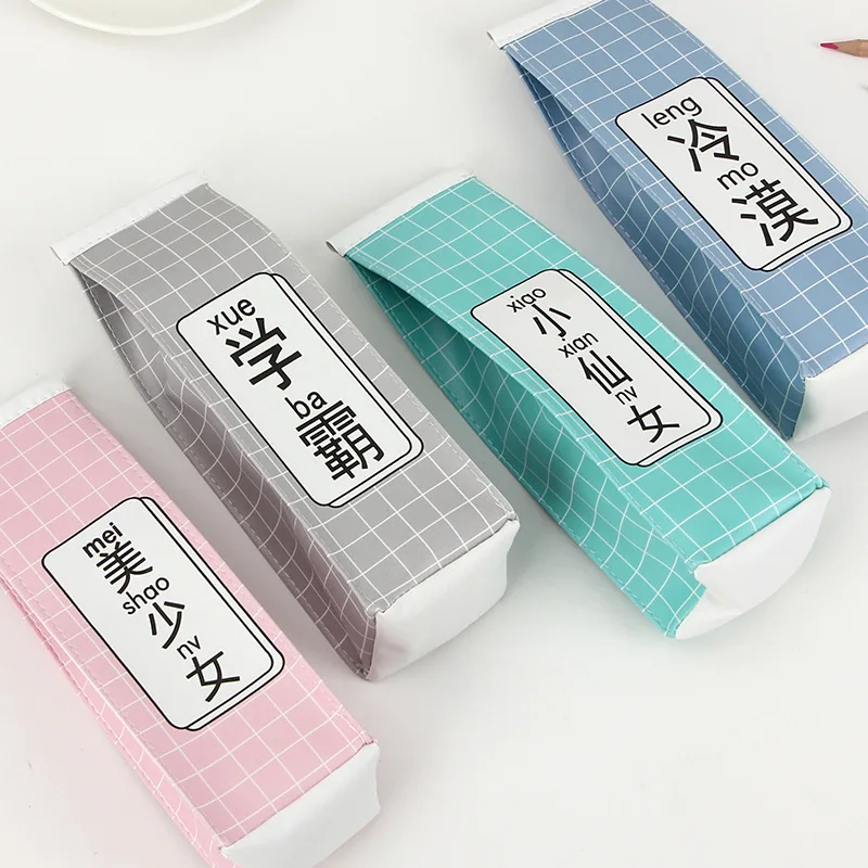 2019 Novelty Grid Leather Pencil Case Pen Packaging Pouch Bags Large Capacity Milk Shape Storage Bts Chinese School Supplies
2019 Novelty Grid Leather Pencil Case Pen Packaging Pouch Bags Large Capacity Milk Shape Storage Bts Chinese School Supplies