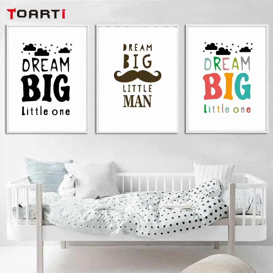 Dream Big Kids Quotes Posters Prints Inspirational Letter Canvas Painting On The Wall For Boy Kids Room Home Decor Art Pictures (7)