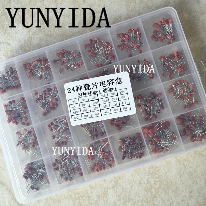 960pcs 24value*40pcs=960pcs 50V Ceramic Capacitor Assorted kit Assortment Set + Box
960pcs 24value*40pcs=960pcs 50V Ceramic Capacitor Assorted kit Assortment Set + Box