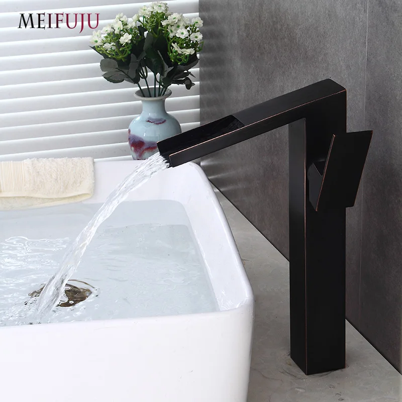 

Waterfall Tall Bathroom Faucet Oil Rubbed Bronze Black Basin Faucet Bathroom Faucets Sink Water Mixer Tap Brushed Nickel Finish