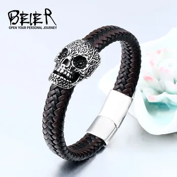BEIER Stainless steel Punk Wholesale Drop Ship Man's High Quality Genes Skull Leather Bracelet Bangle For Man Gift B002
BEIER Stainless steel Punk Wholesale Drop Ship Man's High Quality Genes Skull Leather Bracelet Bangle For Man Gift B002