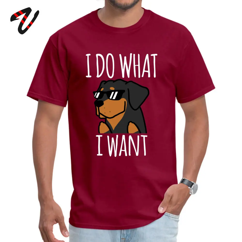 Summer Printed Tshirts Family Labor Day Short Sleeve Round Neck Tops & Tees Pure Cotton Youth Simple Style T-Shirt Funny I Do What I Want Rottweiler 30479 maroon