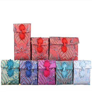 

Latest Chinese knot Vintage Silk Brocade Gift Bag Jewelry Coin Pouch Small Handmade Cloth Bag Wedding Party Favor Bags 1pcs