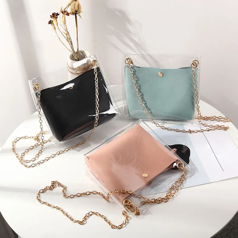 Women Composite Bags Transparent Shoulder Bag Metal Chain Magnetic Buckle PU Purse Gift FA$3
Women Composite Bags Transparent Shoulder Bag Metal Chain Magnetic Buckle PU Purse Gift FA$3