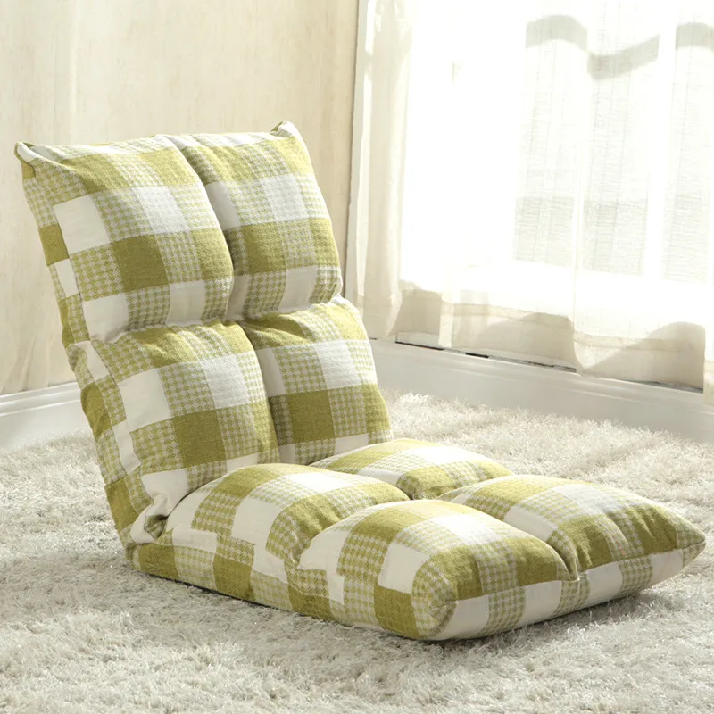 Image High quality linen fabric lazy sofa single sofa chair can be folded sofa bed recliner drift window chair lazy chair.