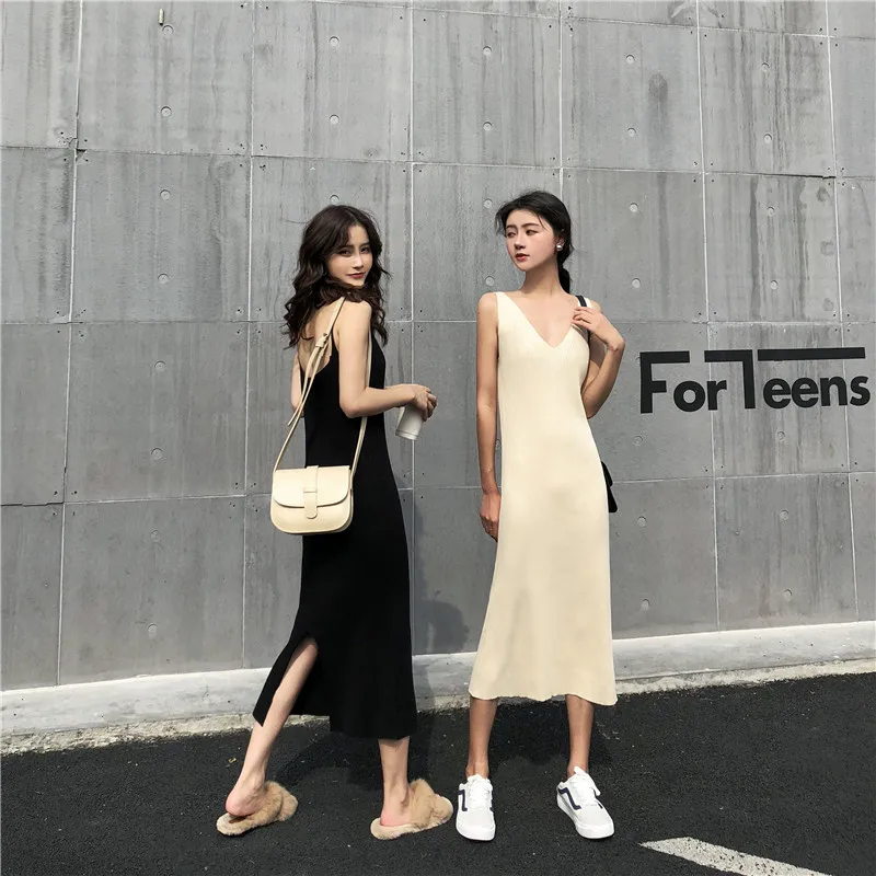 Milinsus Women Sexy Strap V-Neck Dress Casual Sleeveless Solid Home Bottoming Knit Ladies Dresses Black slim Vestidos 2019
Milinsus Women Sexy Strap V-Neck Dress Casual Sleeveless Solid Home Bottoming Knit Ladies Dresses Black slim Vestidos 2019