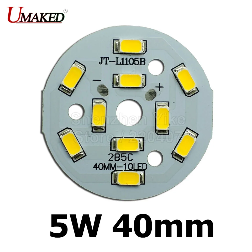 5W 40mm 550lm LED PCB with smd5730 chips installed, aluminum plate base for bulb light, ceiling light, LED lamps
5W 40mm 550lm LED PCB with smd5730 chips installed, aluminum plate base for bulb light, ceiling light, LED lamps