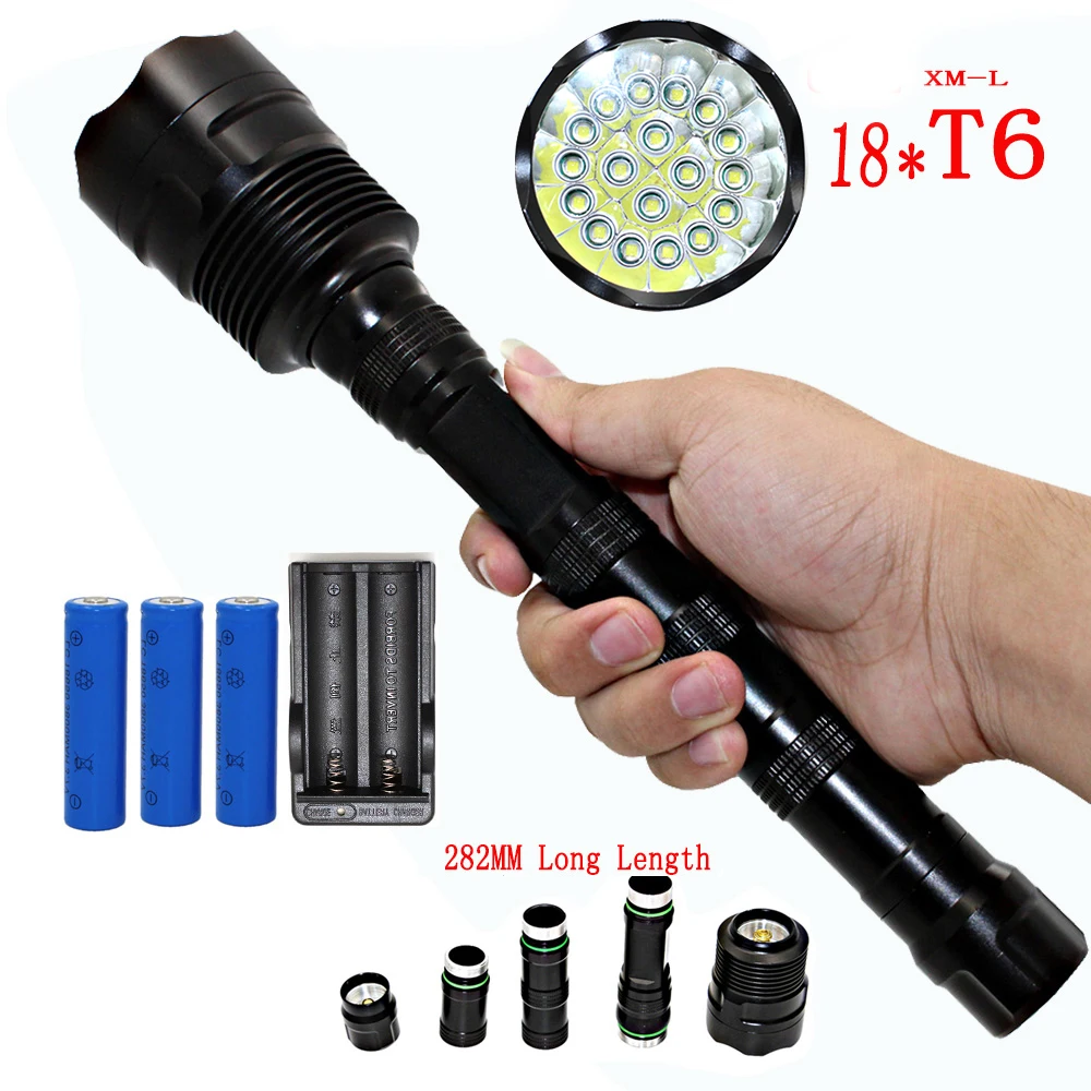 Powerful 18x XM-L T6 LED Flashlight 20000LM Ultral Bright Tactical Torch Lamp Night Light For Emergency and Self Defense
Powerful 18x XM-L T6 LED Flashlight 20000LM Ultral Bright Tactical Torch Lamp Night Light For Emergency and Self Defense