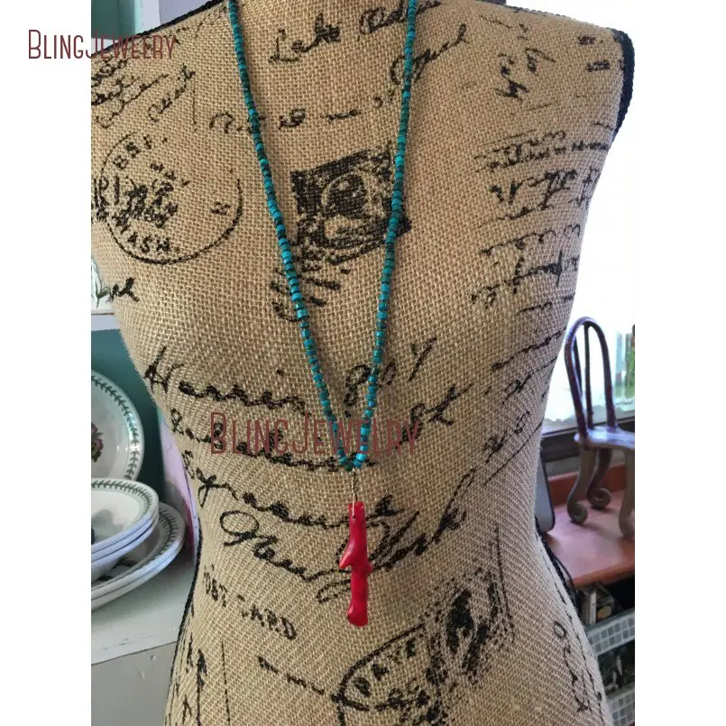 20190306-PM23951-summer fun turquoise heishi with coral branch pendant hand knotted