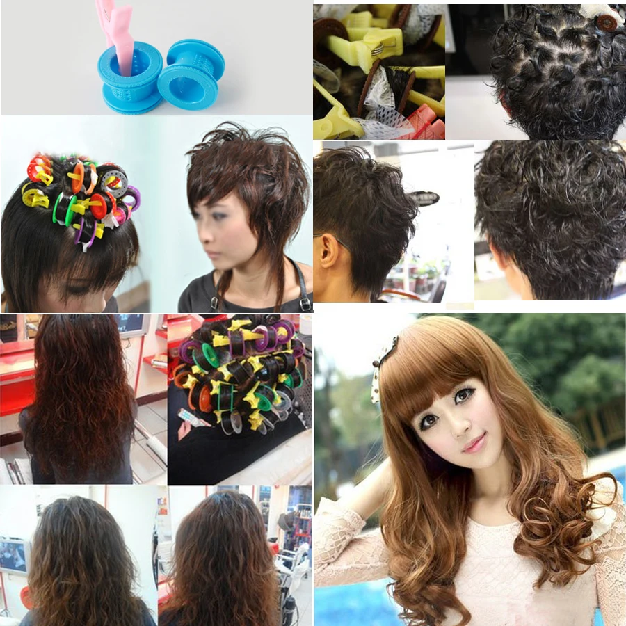 Wheel Perm Rod With Clips Hairdressing Styling Big Wave Perming