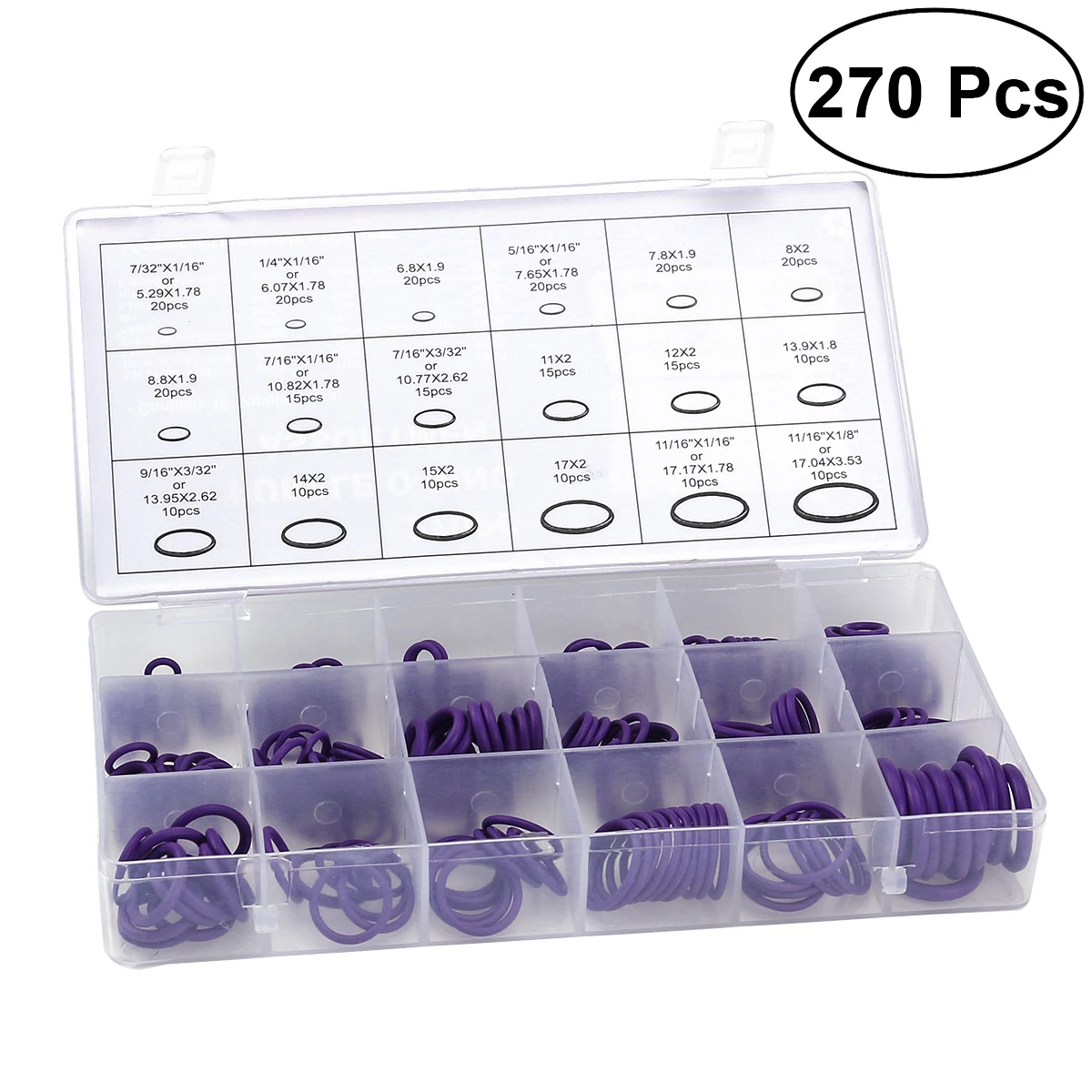 270pcs 18 Sizes O Ring Rubber Insulation Gasket Washer Seals Car Air Conditioning Compressor Seals Vehicle Auto Repair Tool Kit
270pcs 18 Sizes O Ring Rubber Insulation Gasket Washer Seals Car Air Conditioning Compressor Seals Vehicle Auto Repair Tool Kit