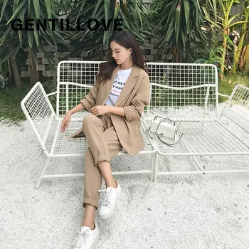 Gentillove Women Long Sleeve Korean Blazer Pants Suit Solid Causal Blazer Set Female Elegant Trouser Ladies Office Suits 2019
Gentillove Women Long Sleeve Korean Blazer Pants Suit Solid Causal Blazer Set Female Elegant Trouser Ladies Office Suits 2019