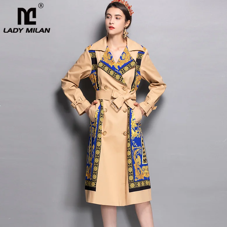 2019 Spring Women's Notched Collar Long Sleeves Printed Sash Belt Elegant Fashion Designer Runway Trench Coats Outwear
2019 Spring Women's Notched Collar Long Sleeves Printed Sash Belt Elegant Fashion Designer Runway Trench Coats Outwear