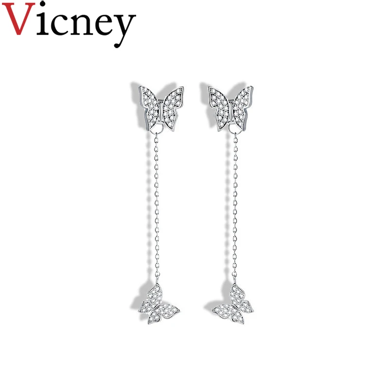Vicney 925 Sterling Silver needle Earrings For Women AAA Zircon white gold Butterfly Tassel Earrings Elegant personality Jewelry
Vicney 925 Sterling Silver needle Earrings For Women AAA Zircon white gold Butterfly Tassel Earrings Elegant personality Jewelry