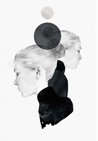 Abstract Fashion Lady Canvas Painting Women Poster Print Black