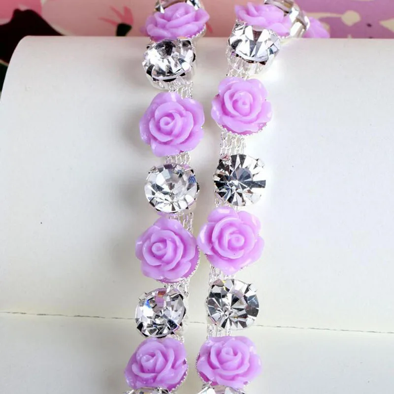 10Yards Diamante Applique Crystal Flowers Purple Pink Rhinestone Chain Wedding Trim
10Yards Diamante Applique Crystal Flowers Purple Pink Rhinestone Chain Wedding Trim
