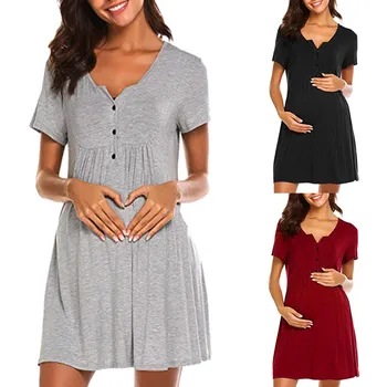 Women's Nursing Dress Summer Maternity Nightshirts Evening Breastfeeding Short Sleeve Dress robe allaitement 2019 Maternity Gown
Women's Nursing Dress Summer Maternity Nightshirts Evening Breastfeeding Short Sleeve Dress robe allaitement 2019 Maternity Gown