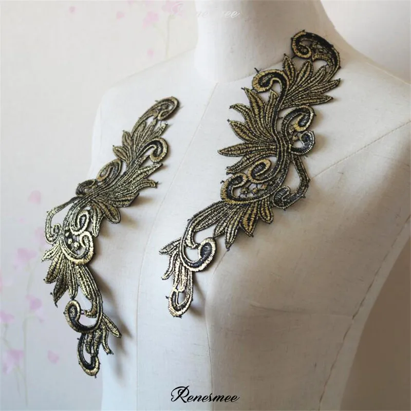 1Pair High Quality Black Hot Stamping Gold on the Flower Polyester Embroidery Golden Lace Applique Patch Lace Fabric Patch S274
1Pair High Quality Black Hot Stamping Gold on the Flower Polyester Embroidery Golden Lace Applique Patch Lace Fabric Patch S274