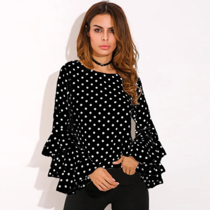 Elegant Ruffles Polka Dot Blouse Women 2018 Black White Flare Sleeve Autumn Winter Shirt Long Sleeve Ladies Tops Plus Size 5XL
Elegant Ruffles Polka Dot Blouse Women 2018 Black White Flare Sleeve Autumn Winter Shirt Long Sleeve Ladies Tops Plus Size 5XL