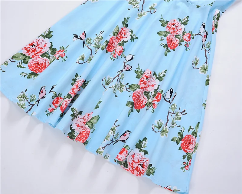 Kostlish Floral Print Summer Dress Women Sleeveless 50s Tunic Vintage Dress With Belt 2017 Elegant Swing Party Dresses Sundress (61)