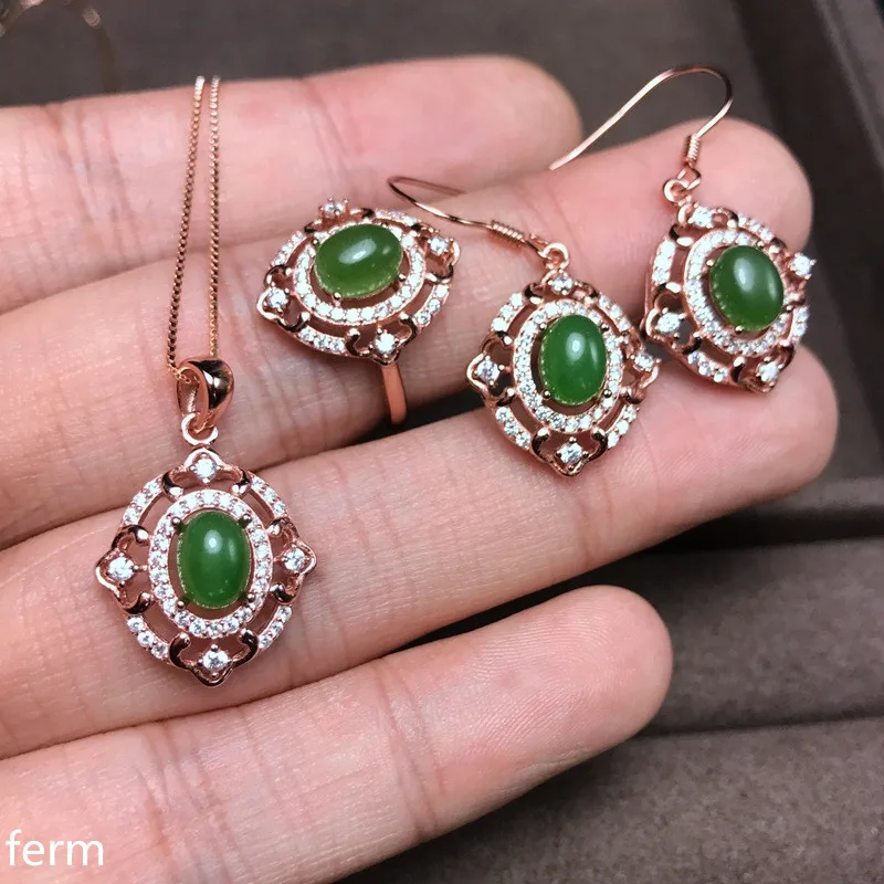 KJJEAXCMY boutique jewels 925 pure silver inlaid hetian jasper pendant ring earrings 3 set flowers flow curve new style
KJJEAXCMY boutique jewels 925 pure silver inlaid hetian jasper pendant ring earrings 3 set flowers flow curve new style