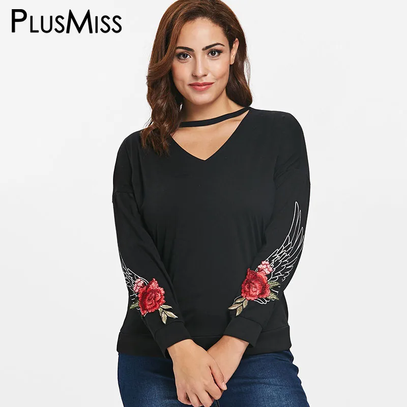 PlusMiss Plus Size 5XL-L Floral Wing Print Embroidered Sweatshirts Women Black Spring Autumn 2018 Oversized Pullover Big Size
PlusMiss Plus Size 5XL-L Floral Wing Print Embroidered Sweatshirts Women Black Spring Autumn 2018 Oversized Pullover Big Size