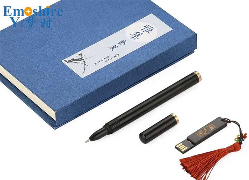 Emoshire Wooden signature pen U disk set mahogany water pen creative office gifts Chinese wind neutral pen wood U disk custom (4)