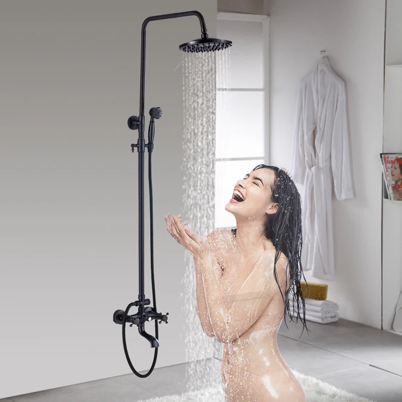 

Bathroom Black ORB Rainfall Shower Faucet Bathtub Spout Hand Shower Sprayer Mixer Tap
