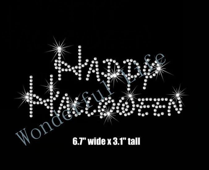 Free shipping 6.7" Happy Halloween Disney font iron on rhinestone transfer applique
Free shipping 6.7" Happy Halloween Disney font iron on rhinestone transfer applique