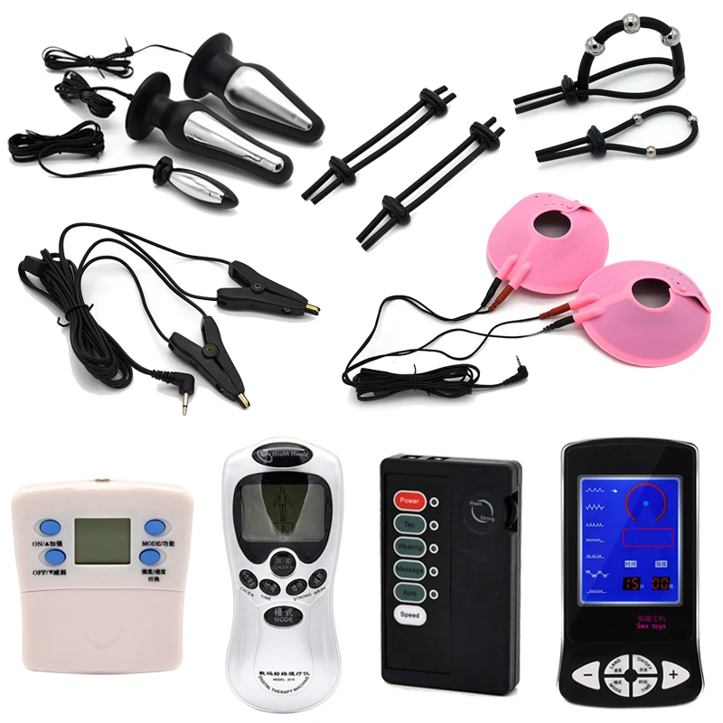 

Electro Shock Anal Vibrators Kit, Penis Stimulation Cage Ring Anal Plug Nipple Clamps G-Spot Massage Cage Ring Vibrator Sex Toys
