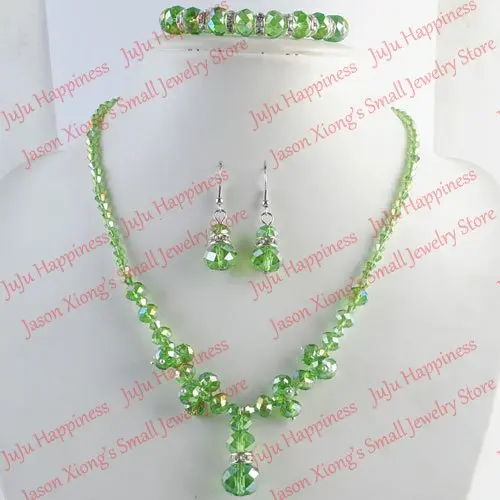 one set Handmade Pretty Green AB Crystal Glass Beads Jewelry Set Necklace,Earring and Bracelet 170
one set Handmade Pretty Green AB Crystal Glass Beads Jewelry Set Necklace,Earring and Bracelet 170