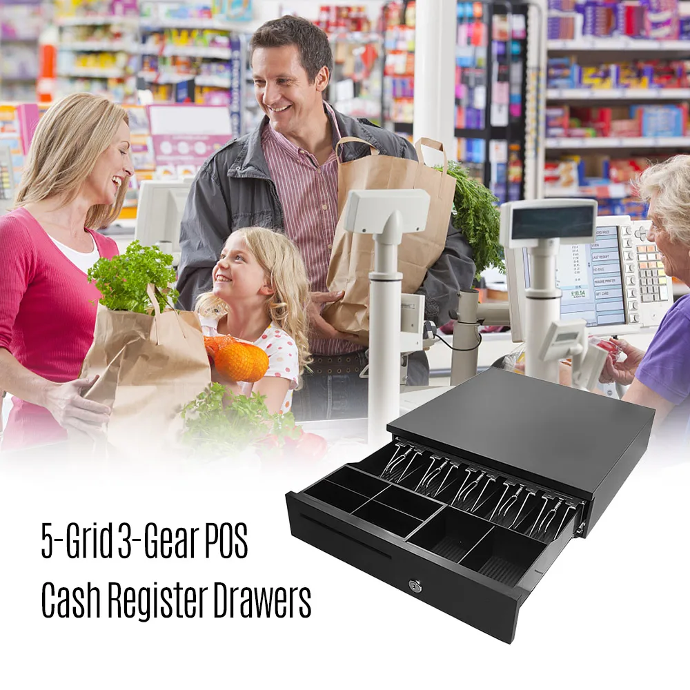 POS Cash Register Drawers Cashbox Five-Grid Three-Gear RJ11 Interface Cash Drawer with Money Tray and Lock Movable Coin
POS Cash Register Drawers Cashbox Five-Grid Three-Gear RJ11 Interface Cash Drawer with Money Tray and Lock Movable Coin