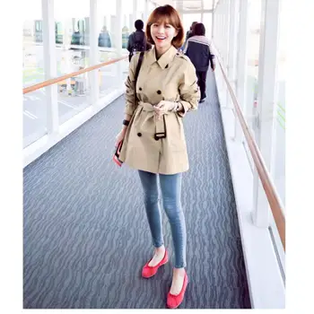 Korean version of the new long khaki loose waist female windbreaker spring and autumn double-breasted commuter windbreaker B154 
Korean version of the new long khaki loose waist female windbreaker spring and autumn double-breasted commuter windbreaker B154