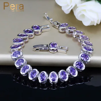 Pera High Qualtiy AAA+ Shinning Full Cubic Zirconia Purple Big Round Charm Bracelets for Women Wedding Engagenment Party B086
Pera High Qualtiy AAA+ Shinning Full Cubic Zirconia Purple Big Round Charm Bracelets for Women Wedding Engagenment Party B086
