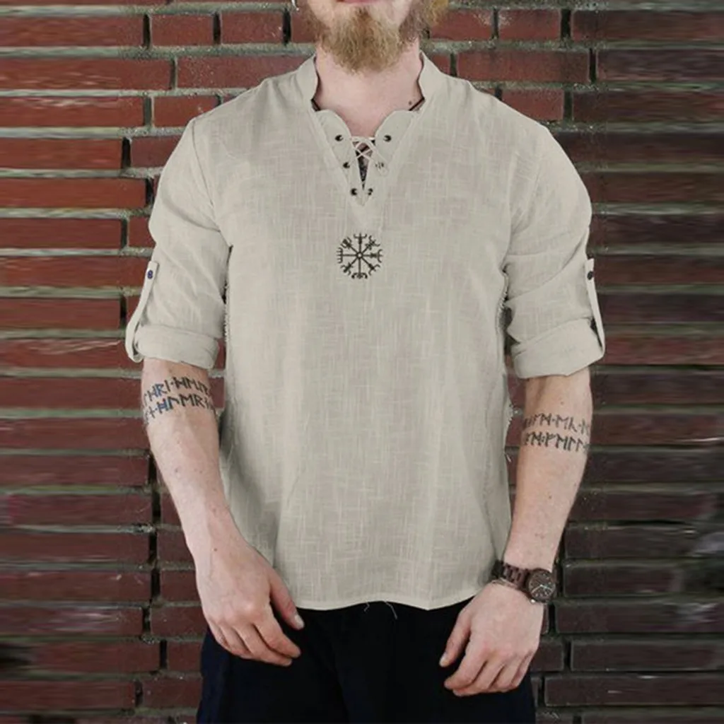 2019 Summer Men's T-Shirt Solid Cotton Linen Personality Male Casual Tee Shirt Bandage V-Neck Long Sleeve Men Loose Tee Top
2019 Summer Men's T-Shirt Solid Cotton Linen Personality Male Casual Tee Shirt Bandage V-Neck Long Sleeve Men Loose Tee Top