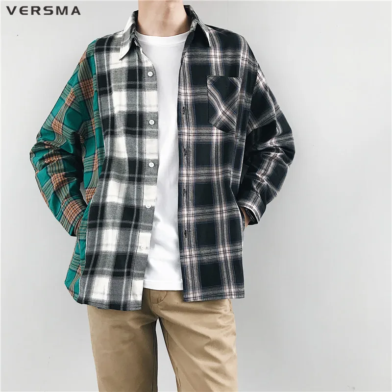 VERSMA 2018 Korean Ulzzang Harajuku Loose Couple Shirts Men Women Spring Hip Hop Vintage Plaid Patchwork Shirt Male Dropshipping
VERSMA 2018 Korean Ulzzang Harajuku Loose Couple Shirts Men Women Spring Hip Hop Vintage Plaid Patchwork Shirt Male Dropshipping