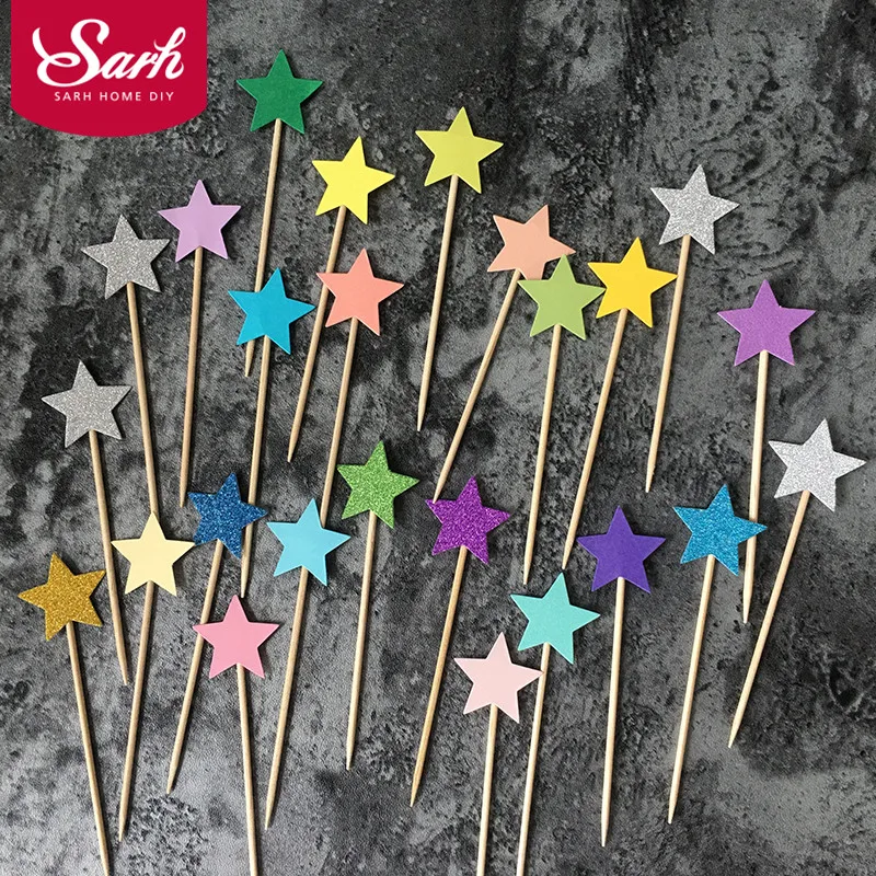 5pcs/pack Color Bling Stars Shape Cake Topper with Toothpick Cake Decoration for Wedding Birthday Party Cute Lovely Gifts
5pcs/pack Color Bling Stars Shape Cake Topper with Toothpick Cake Decoration for Wedding Birthday Party Cute Lovely Gifts